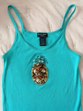 Guess Jeans Turquoise Cami with Sequin Pineapple🍍